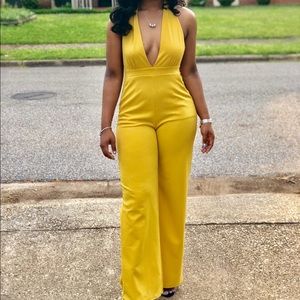 Yellow halter jumpsuit